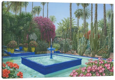 Le Jardin Majorelle Marrakech, Morocco Canvas Art Print - Fountain Art