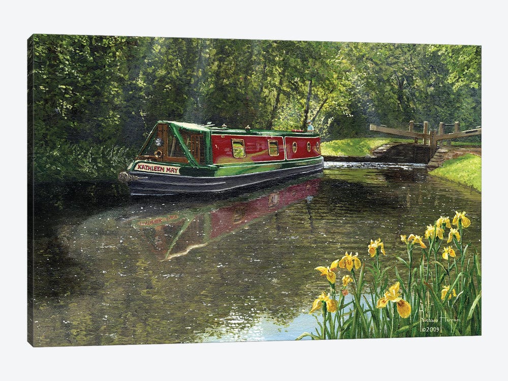 Kathleen May, Chesterfield Canal, Nottinghamshire by Richard Harpum 1-piece Canvas Wall Art
