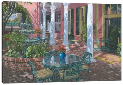 Meeting Street Inn, Charleston, South Carolina Canvas Art Print - Fountain Art