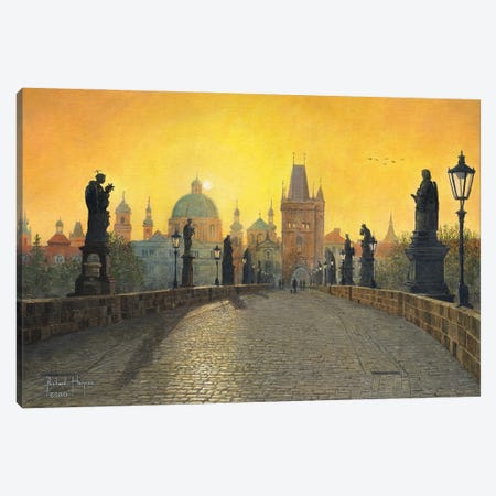 Misty Dawn, Charles Bridge, Prague Canvas Print #RHU38} by Richard Harpum Canvas Art