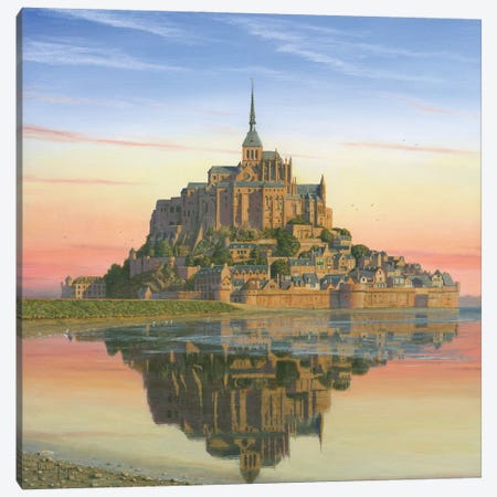 Mont Saint Michel Morn, France Canvas Print #RHU40} by Richard Harpum Canvas Art Print
