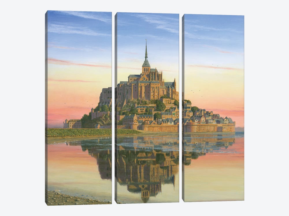 Mont Saint Michel Morn, France by Richard Harpum 3-piece Canvas Art Print