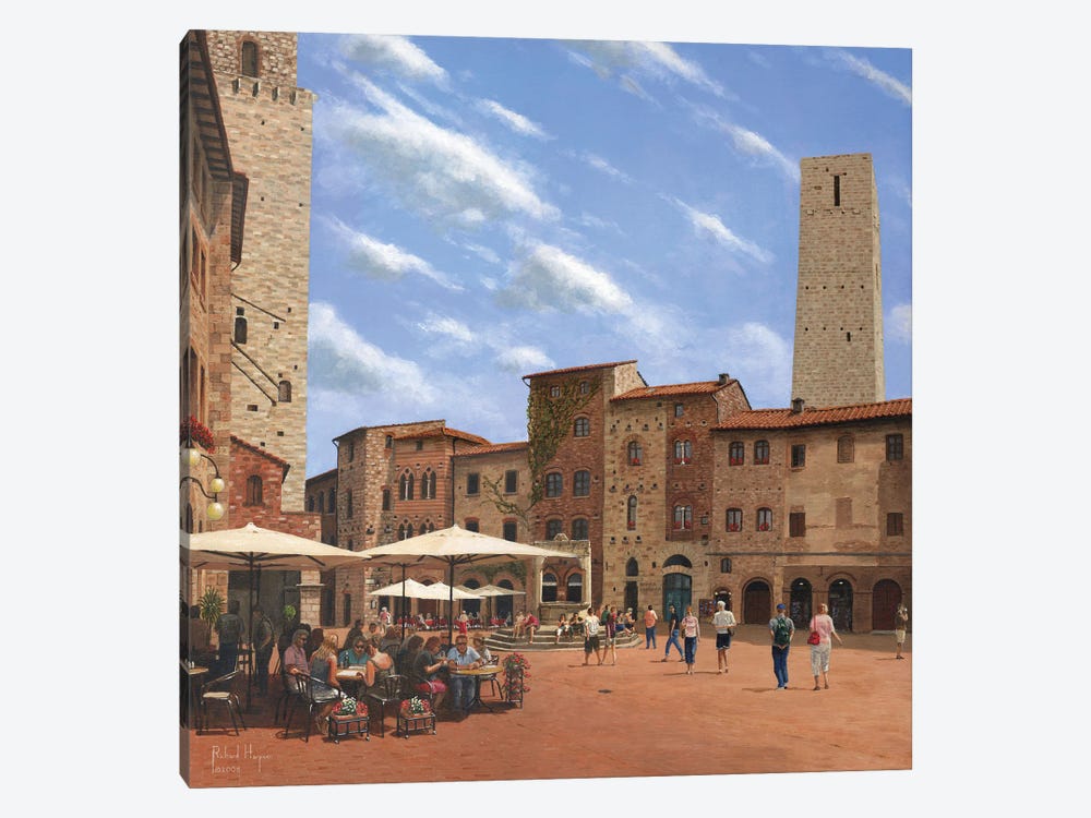 Piazza Della Cisterna, San Gimignano, Tuscany, Italy by Richard Harpum 1-piece Canvas Art Print