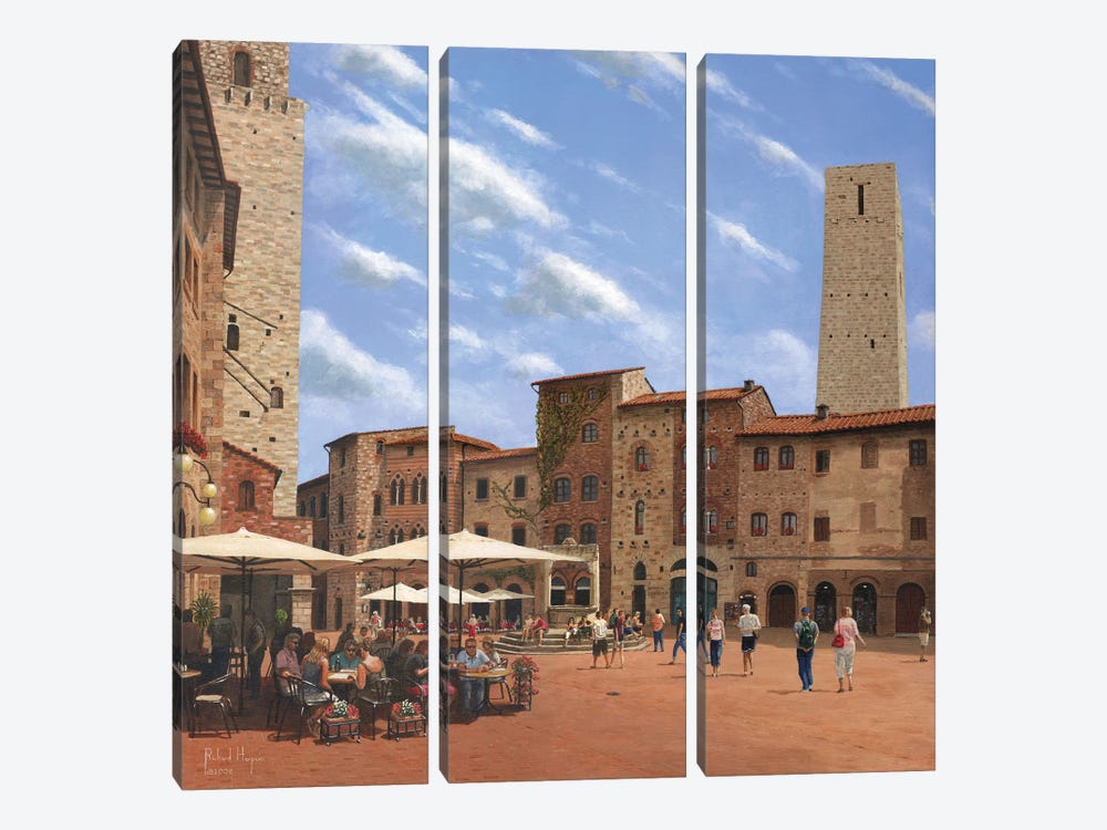 Piazza Della Cisterna, San Gimignano, Tuscany, Italy by Richard Harpum 3-piece Art Print
