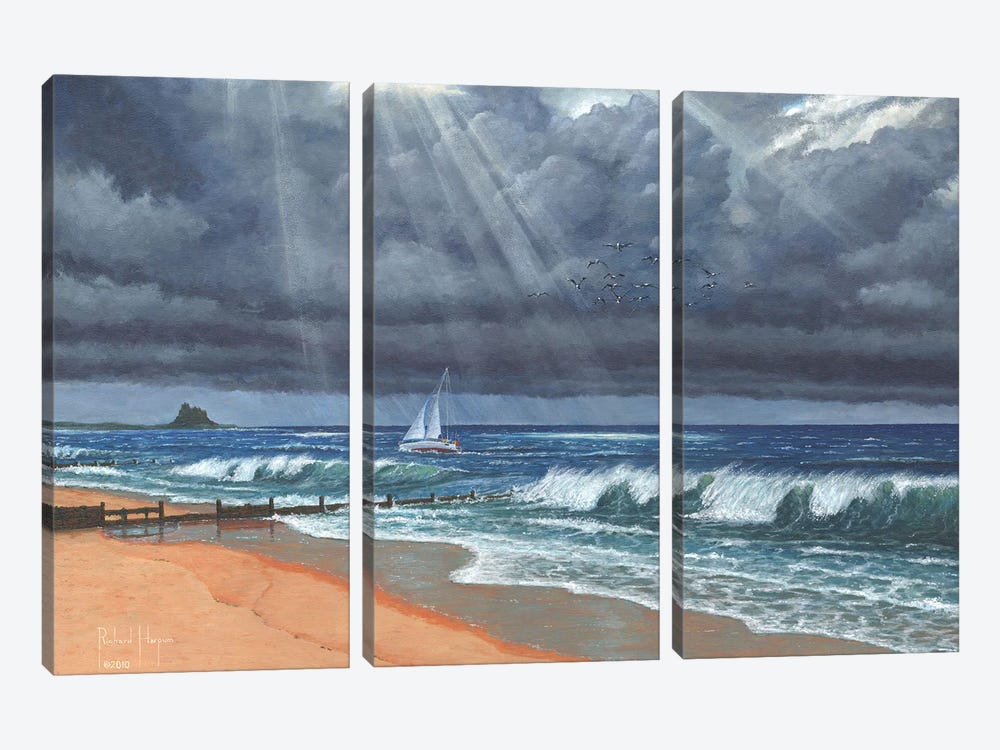 Raw - Storm Over Lindisfarne by Richard Harpum 3-piece Canvas Artwork