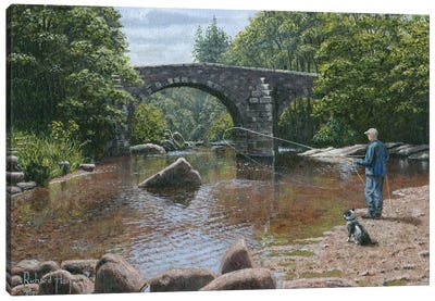 River Dart Fly Fisherman Canvas Art Print - Fishing Art