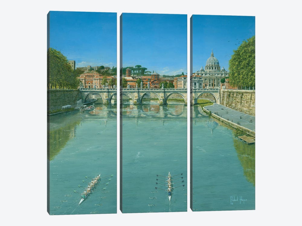 Rowing On The Tiber, Rome, Italy by Richard Harpum 3-piece Canvas Wall Art