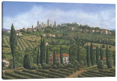 San Gimignano, Tuscany, Italy Canvas Art Print - Cypress Tree Art