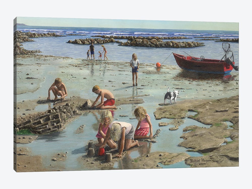 Sandcastles, Downderry Beach, Cornwall by Richard Harpum 1-piece Art Print