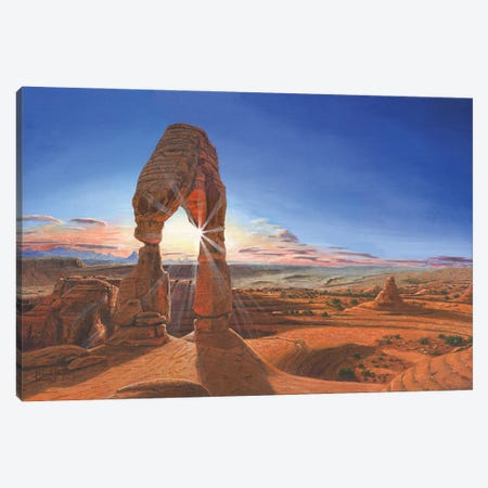 Sunset At Delicate Arch, Arches Np, Utah Canvas Print #RHU58} by Richard Harpum Canvas Wall Art
