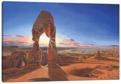 Sunset At Delicate Arch, Arches Np, Utah Canvas Art Print - Natural Wonders