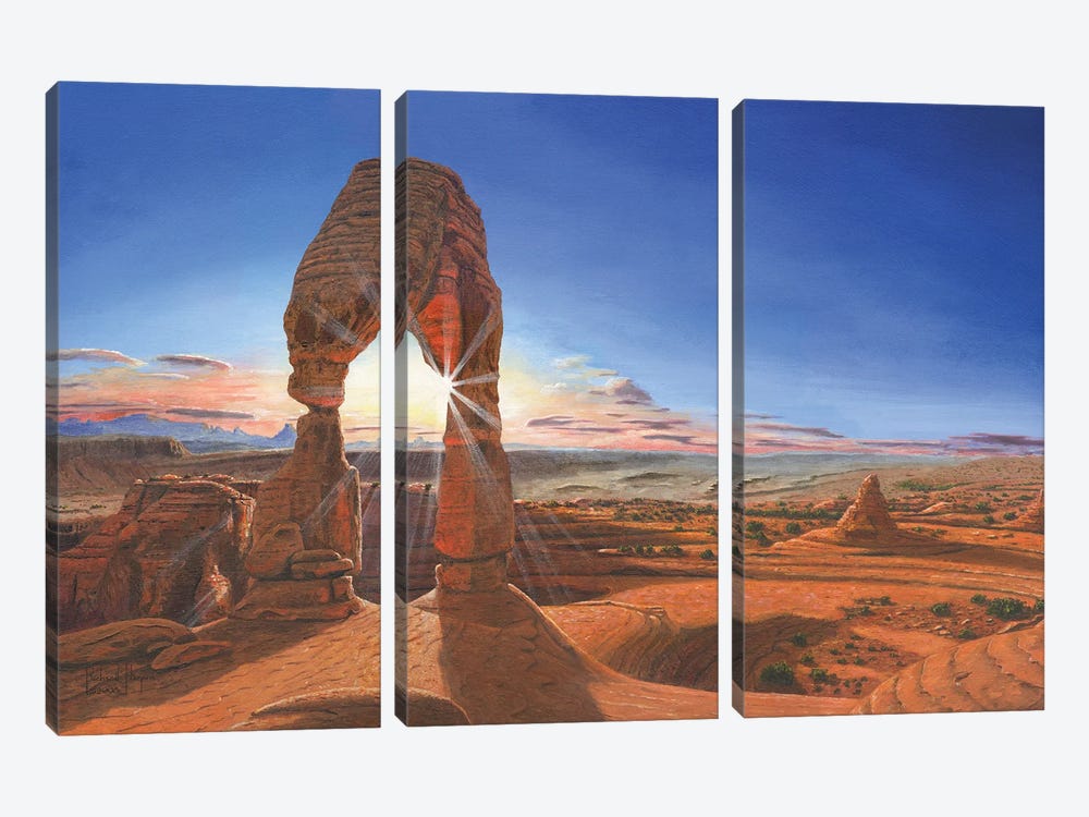 Sunset At Delicate Arch, Arches Np, Utah by Richard Harpum 3-piece Canvas Art