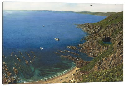 August Afternoon - Whitsand Bay From Rame Head, Cornwall Canvas Art Print - Cliff Art