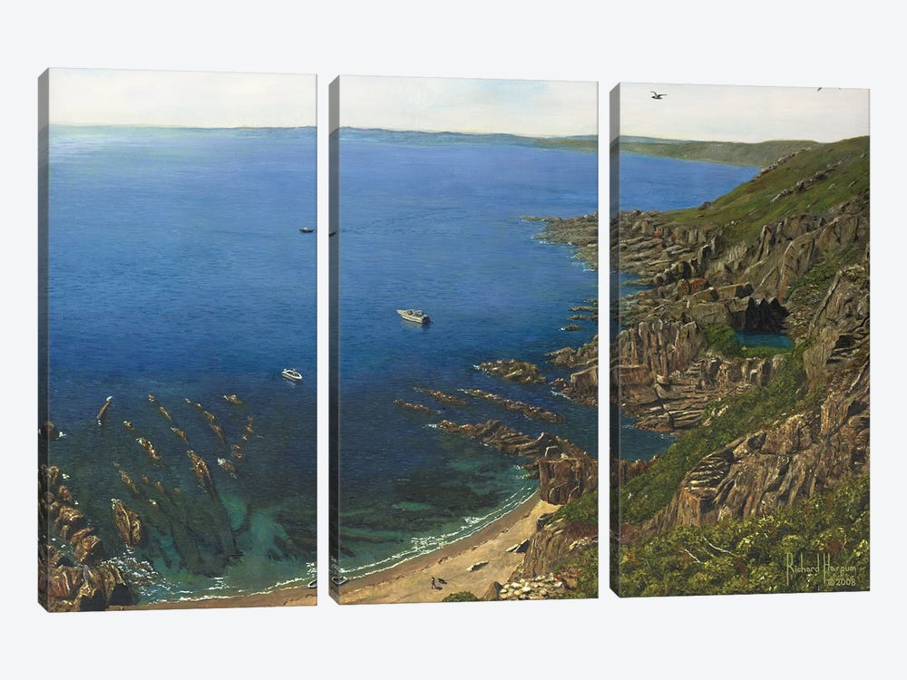 August Afternoon - Whitsand Bay From Rame Head, Cornwall by Richard Harpum 3-piece Canvas Wall Art