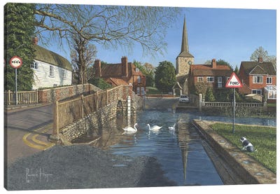 The Ford At Eynsford, Kent, England Canvas Art Print - Swan Art