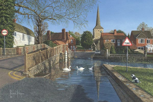 Contemporary Streetscapes: The Ford At Eynsford, Kent, England by Richard Harpum