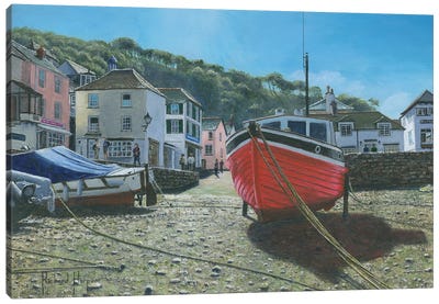 The Red Boat, Polperro, Cornwall, England Canvas Art Print