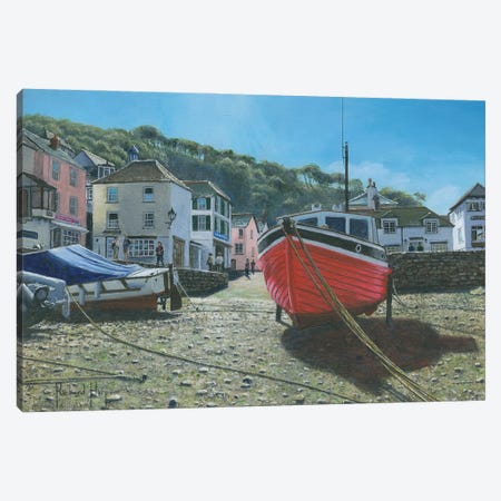 The Red Boat, Polperro, Cornwall, England Canvas Print #RHU61} by Richard Harpum Canvas Print