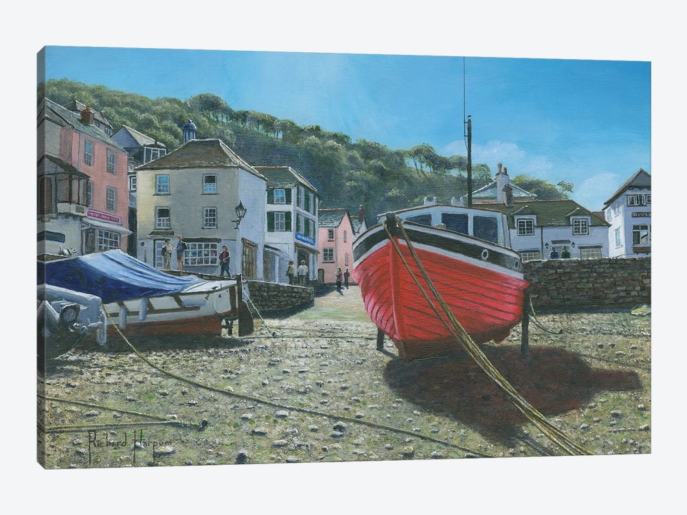 The Red Boat, Polperro, Cornwall, England by Richard Harpum 1-piece Canvas Wall Art