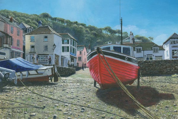 Cornwall: The Red Boat, Polperro, Cornwall, England by Richard Harpum