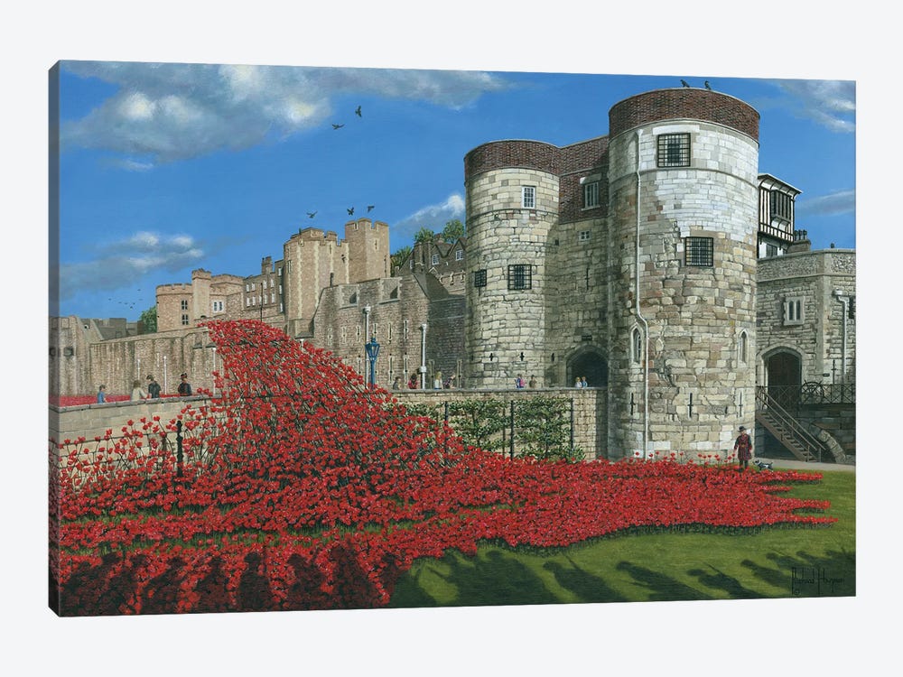 Tower Of London Poppies by Richard Harpum 1-piece Canvas Art Print