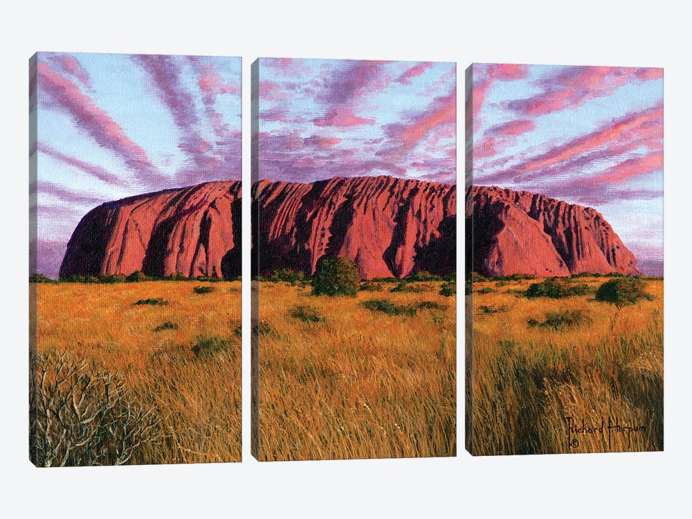 Uluru, Sunset At Ayers Rock, Australia by Richard Harpum 3-piece Canvas Artwork
