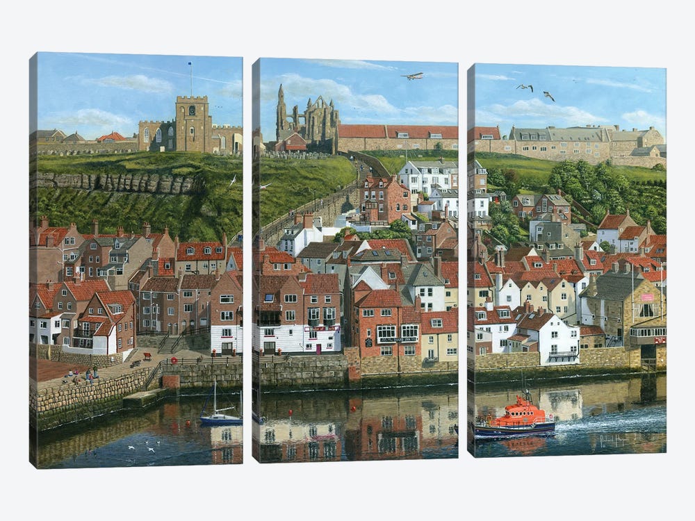 Whitby Harbour, North Yorkshire, England by Richard Harpum 3-piece Canvas Wall Art