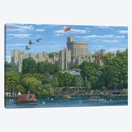 Windsor Castle From The River Thames Canvas Print #RHU70} by Richard Harpum Canvas Art