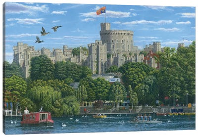Windsor Castle From The River Thames Canvas Art Print - Richard Harpum