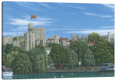 Winsor Castle From The Eton Bank Canvas Art Print - Richard Harpum