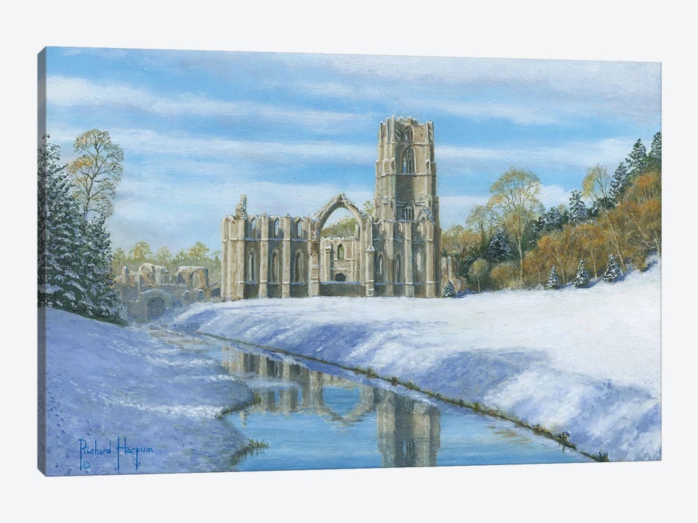 Winter Morning - Fountains Abbey, Yorkshire, England by Richard Harpum 1-piece Canvas Print