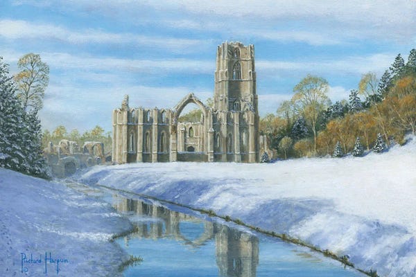 York: Winter Morning - Fountains Abbey, Yorkshire, England by Richard Harpum