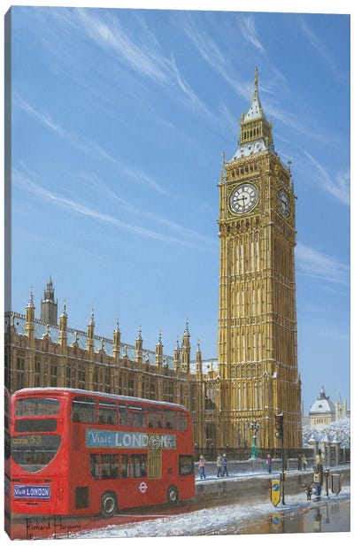 Winter Morning, Big Ben, Elizabeth Tower, London Canvas Art Print - Clock Art