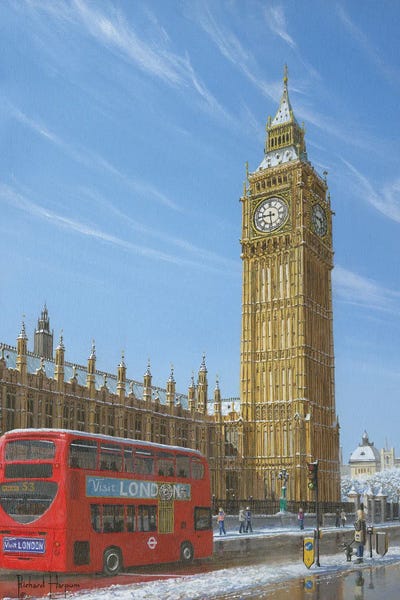 Contemporary Streetscapes: Winter Morning, Big Ben, Elizabeth Tower, London by Richard Harpum