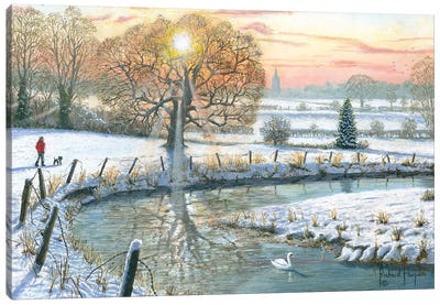 Winter Stroll Canvas Art Print - River, Creek & Stream Art