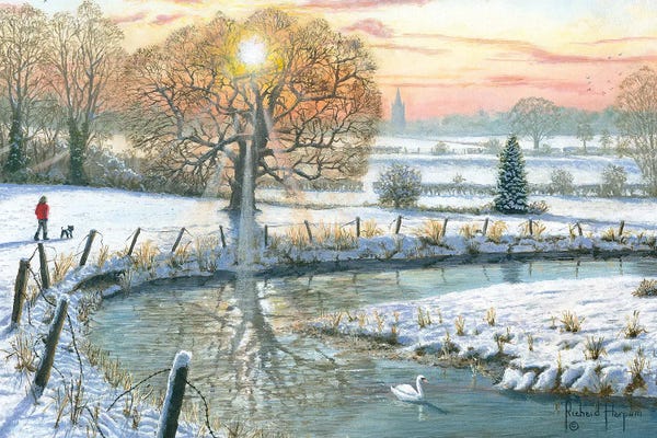 Snowscapes: Winter Stroll by Richard Harpum