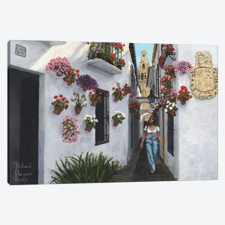 Calleje De Las Flores, Cordoba, Spain Canvas Print #RHU8} by Richard Harpum Canvas Art Print
