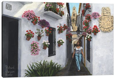 Calleje De Las Flores, Cordoba, Spain Canvas Art Print - Richard Harpum