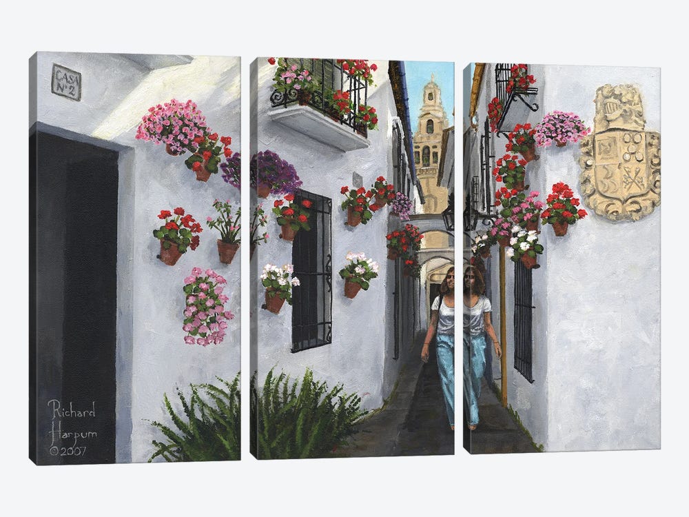 Calleje De Las Flores, Cordoba, Spain by Richard Harpum 3-piece Canvas Print