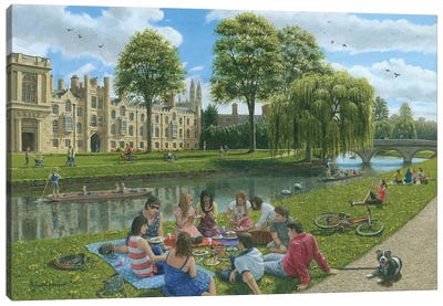 Fun On The River Cam, Cambridge Canvas Art Print