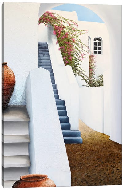 Santorini Kastelli Resort Canvas Art Print - Stairs & Staircases