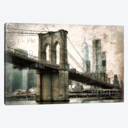 NY Brooklyn Bridge Canvas Print #RHZ1} by Rhonda Addison Canvas Wall Art