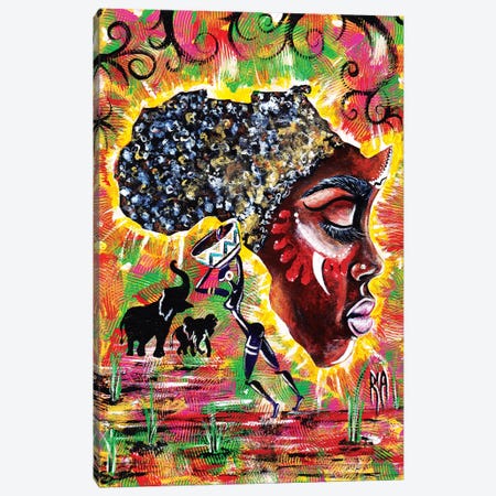Mama Afrika Canvas Print #RIA46} by Artist Ria Canvas Art Print