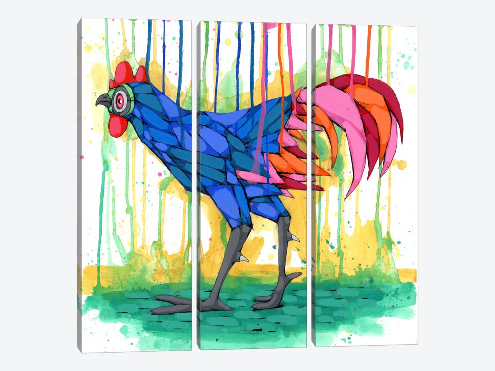 Cool Rooster by Ric Stultz 3-piece Canvas Wall Art