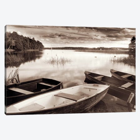 Lake W Boats Canvas Print #RII4} by Rig Studios Canvas Wall Art