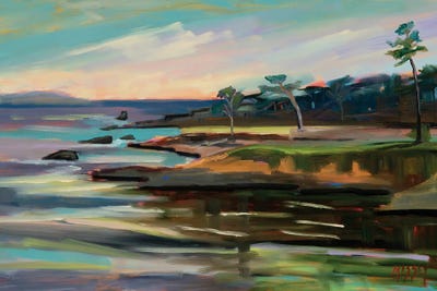 Romantic Evening At Pebble Beach by Marie Massey framed canvas print