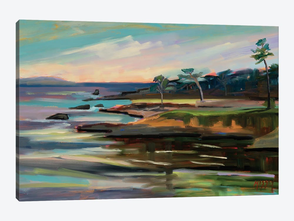 Romantic Evening At Pebble Beach by Marie Massey 1-piece Canvas Wall Art