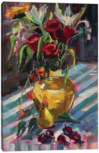 Cherry Rose, Plein Air Canvas Art Print - Marie Massey