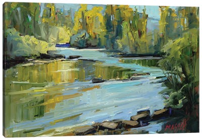 Morning Light On The River Canvas Art Print - Marie Massey