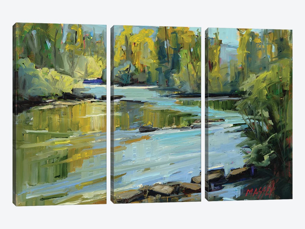 Morning Light On The River by Marie Massey 3-piece Canvas Artwork